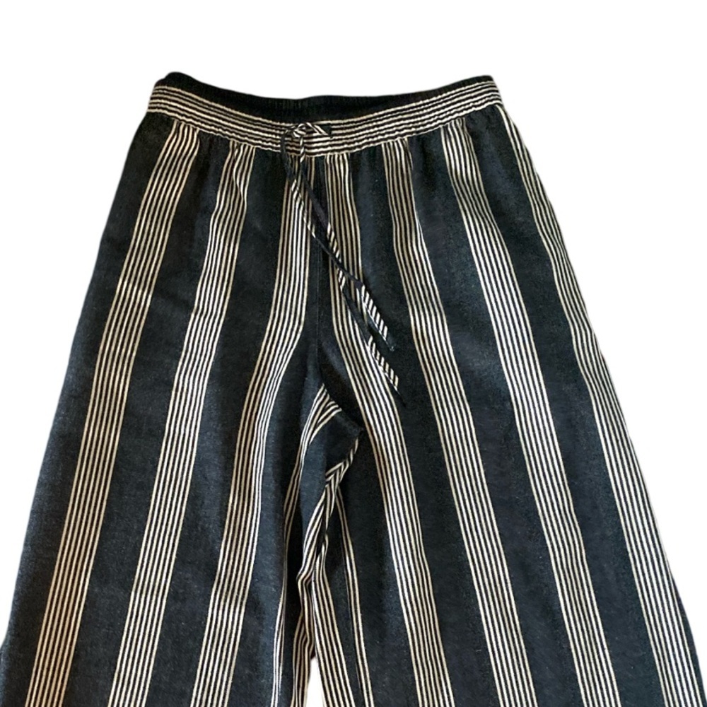 Tribal Jeans Wide Leg Pant - M charcoal gray , cream , cotton linen rayon - Picture 2 of 5